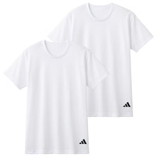画像をギャラリービューアに読み込む, アディダス Tシャツ メンズ 半袖 インナー 吸汗速乾 メッシュ クルーネック 2枚組 adidas M L LL スポーツインナー ドライTシャツ メンズインナー 半袖シャツ 下着 男性用 スポーツ トレーニング ランニング ジム 通気性 快適 インナーシャツ