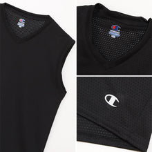 画像をギャラリービューアに読み込む, Champion キッズ インナー メッシュ ノースリーブ 男の子 Vネック 2枚組 130cm~160cm 下着 tシャツ 子供 男子 肌着 吸汗速乾 スポーツ 白 黒 薄手