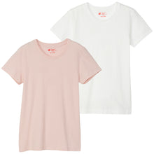 画像をギャラリービューアに読み込む, ヘインズ ジャパンフィット Tシャツ レディース 半袖 綿100% 2枚組 M・L インナー トップス コットン 無地 シンプル クルーネック 透けにくい