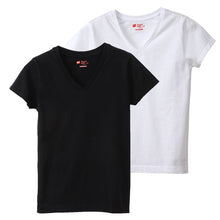 画像をギャラリービューアに読み込む, ヘインズ tシャツ レディース vネック 半袖 綿100% ジャパンフィット 2枚組 M・L (Tシャツ 綿 無地 インナー シャツ) (在庫限り)