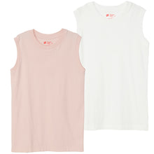 画像をギャラリービューアに読み込む, レディース スリーブレス Tシャツ 2枚組 M・L トップス コットン Tシャツ スリーブレス クルーネック 無地 hanes ジャパンフィット