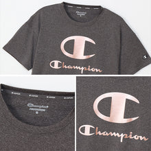 画像をギャラリービューアに読み込む, Champion Tシャツ レディース 半袖 婦人 ウエア シャツ トップス M L 吸汗 速乾 防臭 紫外線 ロゴ シンプル ジム (在庫限り)