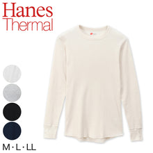 画像をギャラリービューアに読み込む, ヘインズ メンズ サーマル クルーネック ロングスリーブTシャツ M~LL (Hanes 紳士 トップス 長袖 丸首 サーマル 綿混)