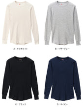 画像をギャラリービューアに読み込む, ヘインズ メンズ サーマル クルーネック ロングスリーブTシャツ M~LL (Hanes 紳士 トップス 長袖 丸首 サーマル 綿混)