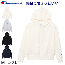 画像をギャラリービューアに読み込む, Champion チャンピオン パーカー レディース 裏毛 綿混 ライトウェイト フーデッドスウェット 長袖 ロゴ刺繍 ゆったり スウェット トップス フーディー M・L・XL カジュアル 普段着 春 秋 冬 重ね着 アメリカ綿 リサイクルポリエステル シンプル ス