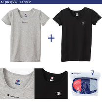 画像をギャラリービューアに読み込む, チャンピオン キッズ 半袖シャツ 2枚組 120cm~140cm (Champion ジュニア Tシャツ クルーネック 男の子 男児 130 黒 迷彩 ブラック) (在庫限り)