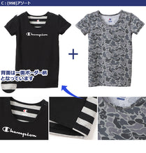 画像をギャラリービューアに読み込む, チャンピオン キッズ 半袖シャツ 2枚組 120cm~140cm (Champion ジュニア Tシャツ クルーネック 男の子 男児 130 黒 迷彩 ブラック) (在庫限り)