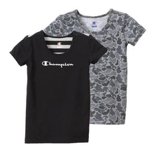 画像をギャラリービューアに読み込む, チャンピオン キッズ 半袖シャツ 2枚組 120cm~140cm (Champion ジュニア Tシャツ クルーネック 男の子 男児 130 黒 迷彩 ブラック) (在庫限り)