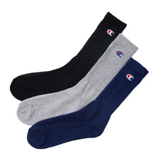 画像をギャラリービューアに読み込む, Champion ハーフパイル フルレングスソックス 3足セット S:23-25cm~L:27-29cm (チャンピオン セット 丈夫 厚手 厚地 綿 ワンポイント スポーツ ガテン Champion)