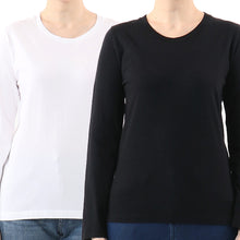 画像をギャラリービューアに読み込む, レディース tシャツ 長袖 クルーネック カットソー 綿100% ヘインズ ジャパンフィット 2枚組 M・L Hanes 綿 コットン 無地 インナー シャツ