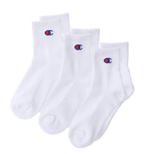 画像をギャラリービューアに読み込む, チャンピオン 靴下 ソックス キッズ 3足セット スポーツ クルー丈 厚手 クォーターレングス 19-24cm champion 子供 男の子 まとめ買い ロゴ 綿 クルーソックス (在庫限り)