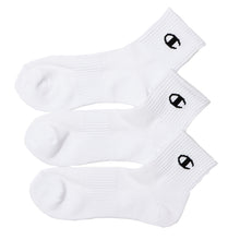 画像をギャラリービューアに読み込む, チャンピオン 靴下 ソックス 3足 セット 大きいサイズ 白 黒 グレー スポーツ ダンス クルー丈 厚手 23-25cm~27-29cm champion メンズ レディース まとめ買い ロゴ 綿素材 クルーソックス