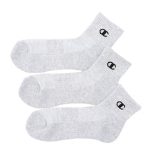 画像をギャラリービューアに読み込む, チャンピオン 靴下 ソックス 3足 セット 大きいサイズ 白 黒 グレー スポーツ ダンス クルー丈 厚手 23-25cm~27-29cm champion メンズ レディース まとめ買い ロゴ 綿素材 クルーソックス