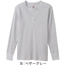 画像をギャラリービューアに読み込む, ヘインズ BEEFY ビーフィー メンズ サーマル ヘンリーネック ロングスリーブ S~XL Hanes ワッフル生地 ヘビーウェイト トップス 長袖Tシャツ 男性 丈夫 無地 BEEFY-T