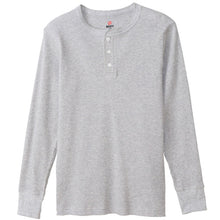 画像をギャラリービューアに読み込む, ヘインズ BEEFY ビーフィー メンズ サーマル ヘンリーネック ロングスリーブ S~XL Hanes ワッフル生地 ヘビーウェイト トップス 長袖Tシャツ 男性 丈夫 無地 BEEFY-T