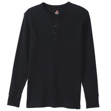 画像をギャラリービューアに読み込む, ヘインズ BEEFY ビーフィー メンズ サーマル ヘンリーネック ロングスリーブ S~XL Hanes ワッフル生地 ヘビーウェイト トップス 長袖Tシャツ 男性 丈夫 無地 BEEFY-T