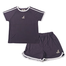 画像をギャラリービューアに読み込む, キッズ パジャマ 半袖 半ズボン 女の子 カンゴール 130 140 150 160 cm 子供 春 夏 ルームウェア 部屋着 上下セット セットアップ ジュニア 子供服 水色 ブルー 灰 グレー (在庫限り)