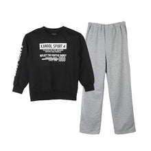 画像をギャラリービューアに読み込む, トレーナー ミニ裏毛 ボーイズ キッズ ジュニア スウェット 上下セット 130 140 150 160 カンゴール kangol 通学 スポーツ 男の子 セットアップ カジュアル 黒 ブラック グレー 右後ろポケット ウエストゴム交換口