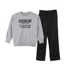 画像をギャラリービューアに読み込む, 男の子 ルームウェア 子供服 トレーナー ミニ裏毛 スウェット 長袖 長ズボン 上下セット 130 140 150 160 ボーイズ キッズ ジュニア カンゴール 通学 スポーツ セットアップ カジュアル 黒 ブラック グレー 部屋着 パジャマ 右後ろポケット 秋 春
