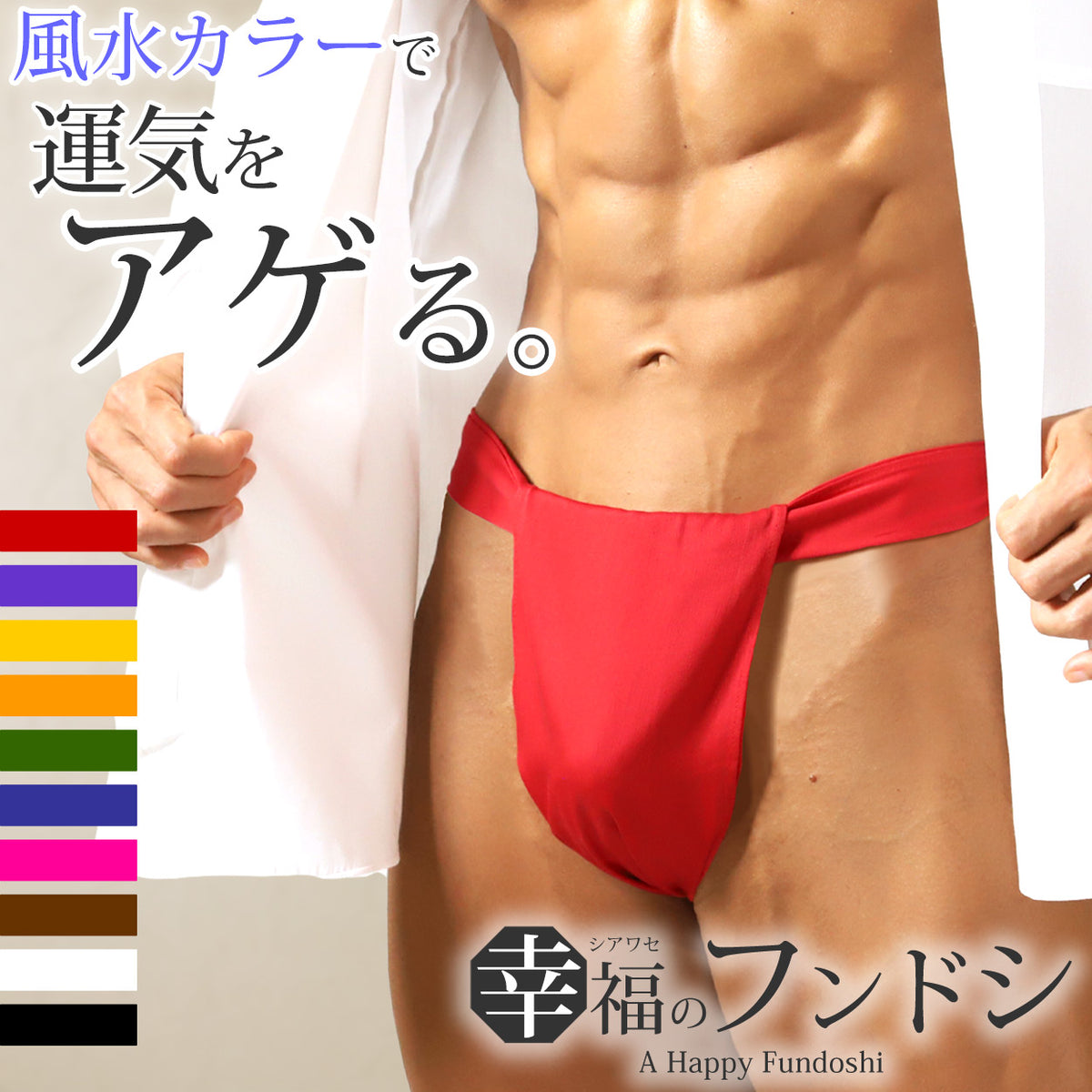 ふんどし メンズ 綿100％ 下着 インナー 六尺褌 風水カラー 蒸れない
