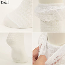 画像をギャラリービューアに読み込む, 女の子 靴下 フォーマル レース付き ハイソックス S~LL (子供 キッズ ソックス 白 フリル レース かわいい 発表会 入学式 入園 卒園 小学生 中学生)