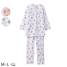 画像をギャラリービューアに読み込む, 婦人 ワンタッチテープ+腰開きパジャマ 上下セット M~LL (レディース 綿混 ワンタッチテープ マジックテープ式 おむつ交換 介護)(送料無料) (取寄せ)