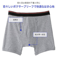 画像をギャラリービューアに読み込む, 吸水ボクサーブリーフ 前あき 2枚組 綿 M~LL 介護用 失禁パンツ 中失禁 軽失禁 尿漏れ 吸水シート付き 尿漏れ おねしょ オムツ コットン (取寄せ)