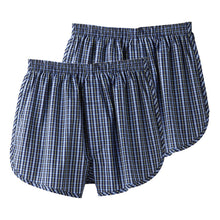 画像をギャラリービューアに読み込む, グンゼ 快適工房 紳士 前開き トランクス 2枚セット 3L (メンズ GUNZE 綿100% コットン 男性 下着 肌着 インナー 日本製 チェック 柄 青 大きいサイズ)