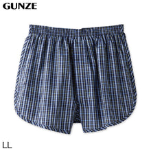 画像をギャラリービューアに読み込む, グンゼ 快適工房 紳士 前開き トランクス LL (メンズ GUNZE 綿100% コットン 男性 下着 肌着 インナー 日本製 チェック 柄 青 大きいサイズ)