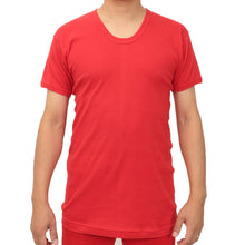 画像をギャラリービューアに読み込む, 赤下着 メンズ 半袖U首シャツ M~LL (肌着 インナー 風水 運 レッド 男性 紳士 綿100% コットン ギフト プレゼント Uネック M L LL)