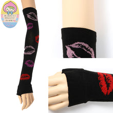 画像をギャラリービューアに読み込む, アウトレット キッズ 子供 こども アームウォーマー ハンドウォーマー 6双組 フリー 毛混 ウール混 フリーサイズ 薄手 龍 ドラゴン 文字 口紅 唇 キッズ (在庫限り)