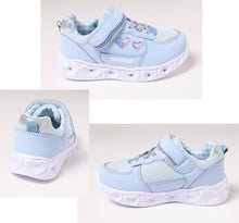 画像をギャラリービューアに読み込む, スニーカー キッズ 女の子 靴 子供 女児 子ども 光る 光るスニーカー むらさき ベージュ 16cm 17cm 18cm 19cm 通学 子供用 ジュニア 小学生 かわいい 光る靴 通学靴 登校 (送料無料) (取寄せ)