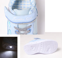 画像をギャラリービューアに読み込む, スニーカー キッズ 女の子 靴 子供 女児 子ども 光る 光るスニーカー むらさき ベージュ 16cm 17cm 18cm 19cm 通学 子供用 ジュニア 小学生 かわいい 光る靴 通学靴 登校 (送料無料) (取寄せ)