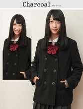 画像をギャラリービューアに読み込む, スクールコート 女子 ピーコート ショート丈 高校生 中学生 S~L MICHELKLEIN チャコール グレー ウール 暖かい 女の子 学生 レディース 冬 防寒 通学 学生コート 可愛い おしゃれ (送料無料) (在庫限り)