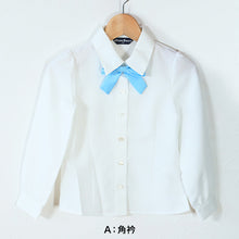画像をギャラリービューアに読み込む, キッズ ブラウス 長袖 女の子 スクールシャツ リボンタイ付き 100cm~130cm 女子 子供 フォーマル シャツ 丸襟 角衿 通園 通学 100 110 120 130 ノーアイロン