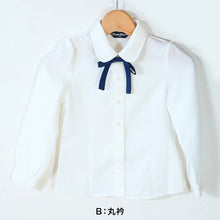 画像をギャラリービューアに読み込む, キッズ ブラウス 長袖 女の子 スクールシャツ リボンタイ付き 100cm~130cm 女子 子供 フォーマル シャツ 丸襟 角衿 通園 通学 100 110 120 130 ノーアイロン