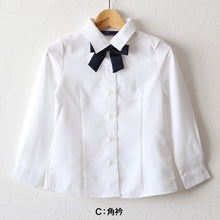 画像をギャラリービューアに読み込む, キッズ ブラウス 長袖 女の子 スクールシャツ リボンタイ付き 100cm~130cm 女子 子供 フォーマル シャツ 丸襟 角衿 通園 通学 100 110 120 130 ノーアイロン