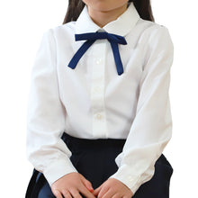 画像をギャラリービューアに読み込む, キッズ ブラウス 長袖 女の子 スクールシャツ リボンタイ付き 100cm~130cm 女子 子供 フォーマル シャツ 丸襟 角衿 通園 通学 100 110 120 130 ノーアイロン