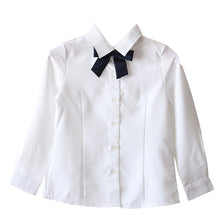 画像をギャラリービューアに読み込む, キッズ ブラウス 長袖 女の子 スクールシャツ リボンタイ付き 100cm~130cm 女子 子供 フォーマル シャツ 丸襟 角衿 通園 通学 100 110 120 130 ノーアイロン