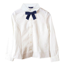 画像をギャラリービューアに読み込む, スクールシャツ 女子 長袖 リボンタイ付き ブラウス 子供 130cm~170cm 丸襟 角衿 制服 通学 130 140 150 160 170 ノーアイロン フォーマル シャツ 女の子