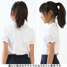 画像をギャラリービューアに読み込む, スクールシャツ 女子 半袖 丸襟 ニット ブラウス ストレッチ 120cm~160cm 制服 シャツ 刺繍 かわいい 子供 フォーマル 通学 通園 キッズ 発表会 コンクール 120 130 140 150 160