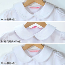 画像をギャラリービューアに読み込む, キッズ ニットシャツ 半袖 女の子 ストレッチ スクールシャツ 丸襟 ブラウス 100cm~140cm 子供 レース 刺繍 かわいい ニット シャツ フォーマル 子供服 入園 入学 お受験 制服 学校用 通学 100 110 120 130 140