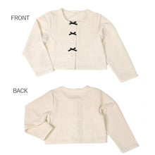 画像をギャラリービューアに読み込む, カーディガン キッズ フロントリボン 長袖 羽織り 110 120 130 cm 女の子 子供 スクール 小学生 幼稚園 無地 シンプル キッズ 発表会 フォーマル かわいい