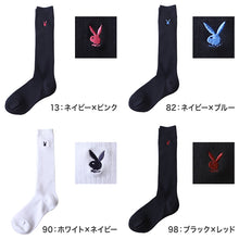 画像をギャラリービューアに読み込む, 靴下 ハイソックス ソックス レディース スクールソックス 通学 23-25cm (プレイボーイ 36cm丈 白 紺 黒 学生 クルー 小学生 中学生 学校 子供 キッズ ジュニア) (在庫限り)