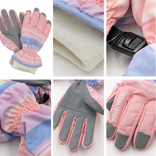 画像をギャラリービューアに読み込む, 手袋 キッズ 子供 雪遊び 女の子 KM~JL  子ども ジュニア てぶくろ 防水 雪遊び かわいい 滑り止め スキー 暖かい グラデーション 五本指 マジックテープ バックル ミトン (在庫限り)