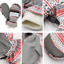 画像をギャラリービューアに読み込む, 手袋 キッズ 子供 雪遊び 女の子 KM~JL  子ども ジュニア てぶくろ 防水 雪遊び かわいい 滑り止め スキー 暖かい グラデーション 五本指 マジックテープ バックル ミトン (在庫限り)