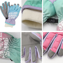 画像をギャラリービューアに読み込む, 手袋 キッズ 子供 雪遊び 女の子 KM~JL  子ども ジュニア てぶくろ 防水 雪遊び かわいい 滑り止め スキー 暖かい グラデーション 五本指 マジックテープ バックル ミトン (在庫限り)