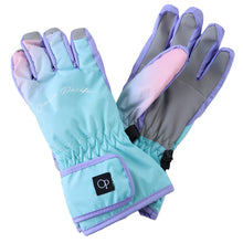 画像をギャラリービューアに読み込む, 手袋 キッズ 子供 雪遊び 女の子 KM~JL  子ども ジュニア てぶくろ 防水 雪遊び かわいい 滑り止め スキー 暖かい グラデーション 五本指 マジックテープ バックル ミトン (在庫限り)