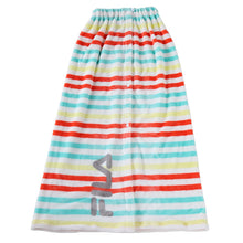 画像をギャラリービューアに読み込む, ラップタオル 巻きタオル 100cm キッズ FILA ボーダー カラフル 100cm丈 プール タオル 子供 女の子 ビーチタオル バスタオル 小学生 水泳 女子 男の子 男子 ジュニア 吸水 (在庫限り)