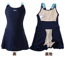 画像をギャラリービューアに読み込む, スクール水着 女の子 Aライン ワンピース キッズ 120cm~170cm (フィラ 女子 水泳 FILA プール シンプル パンツ) (在庫限り)